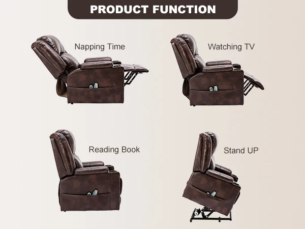 Power Lift Recliner, Lift Chair with Heat and Massage, Pu Recliner chair with Cup Holder