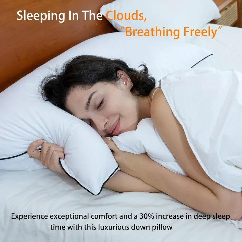NEW Premium White Goose Down Pillows Soft and Support Down Bed Pillow for Sleeping
