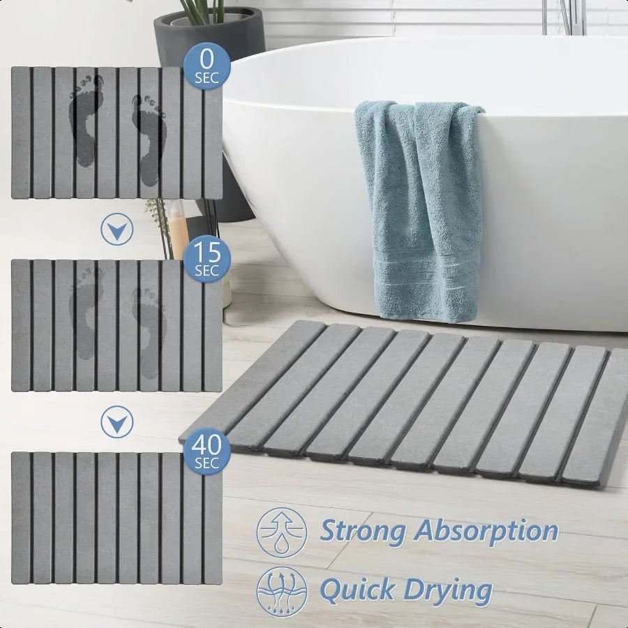 Foldable Hard Bathmat. Absorbent and Nonslip 23.6 x 15.5 Inch Quick Drying