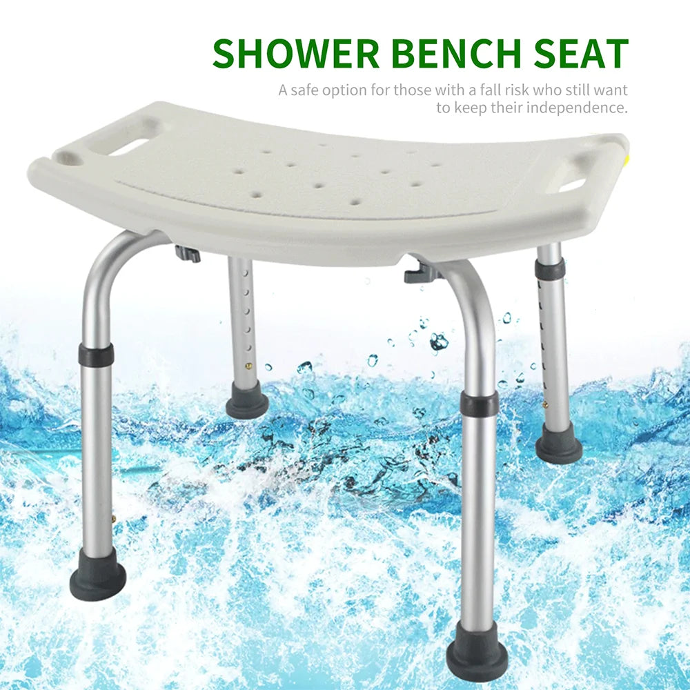 Bathing chair Anti-slip for Elderly Pregnant Women. White Aluminum Alloy Adjustable Stool