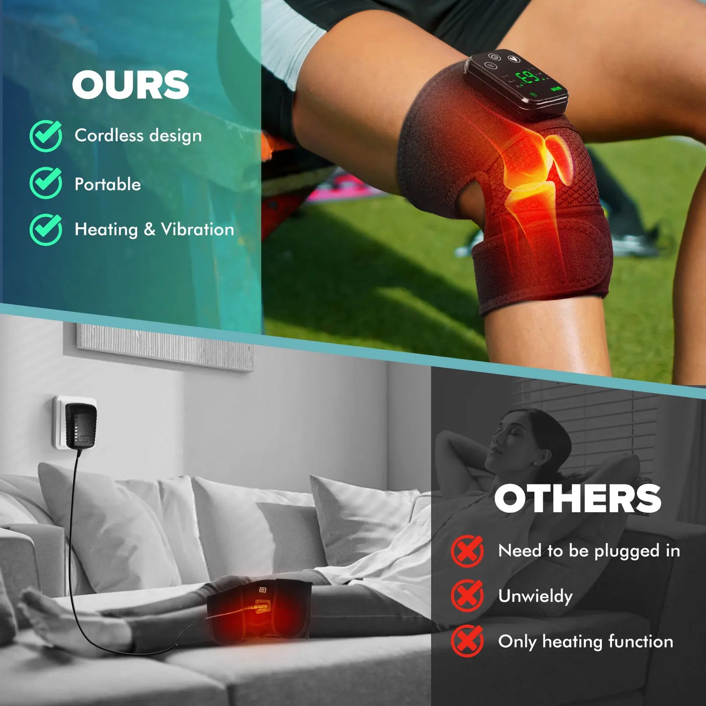 Joint Physiotherapy Hot Compress Vibration Massage for Elbow, Shoulder Support Thermal Knee Pad Relieve Arthritis