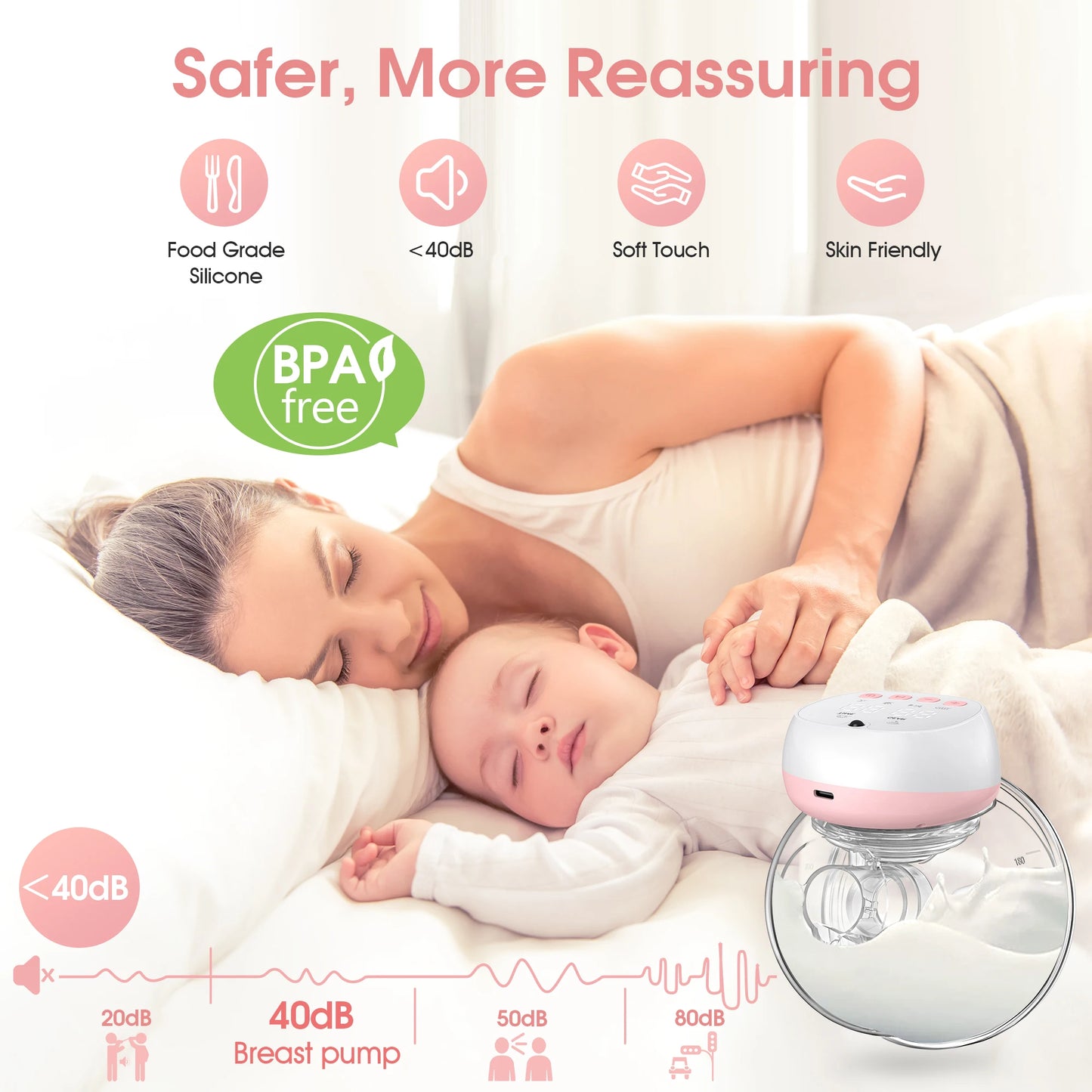 2 Pcs Electric Wearable Breast Pump