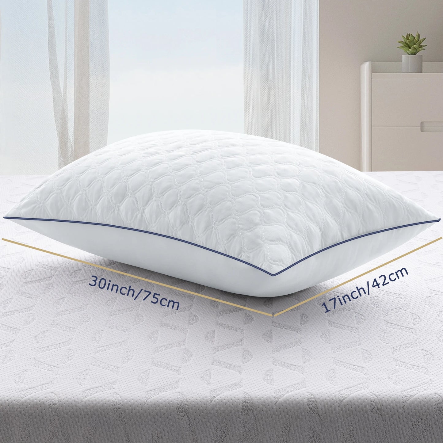 2 Pack Luxury Neck Support Pillows - Soft, Hotel Quality for Standard/Queen Size,
