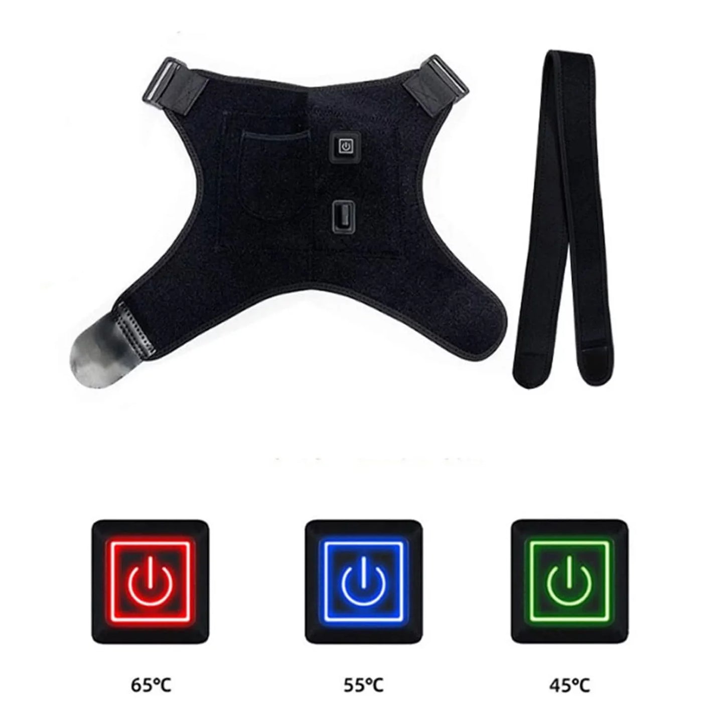 USB Heated Shoulder Brace Rotator Cuff Support Pain Relief Adjustable Left/Right