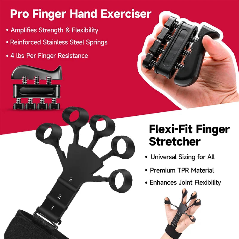 Adjustable Hand Gripper Kit (5-in-1) - Forearm & Finger Exercise, Stress Relief Ball