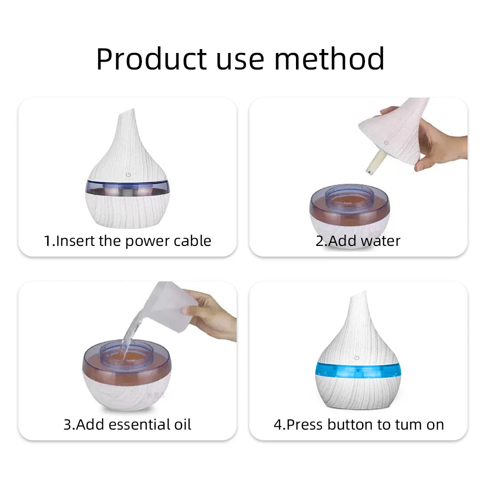 300ml USB Essential Oil Diffusers Ultrasonic Air Humidifier
