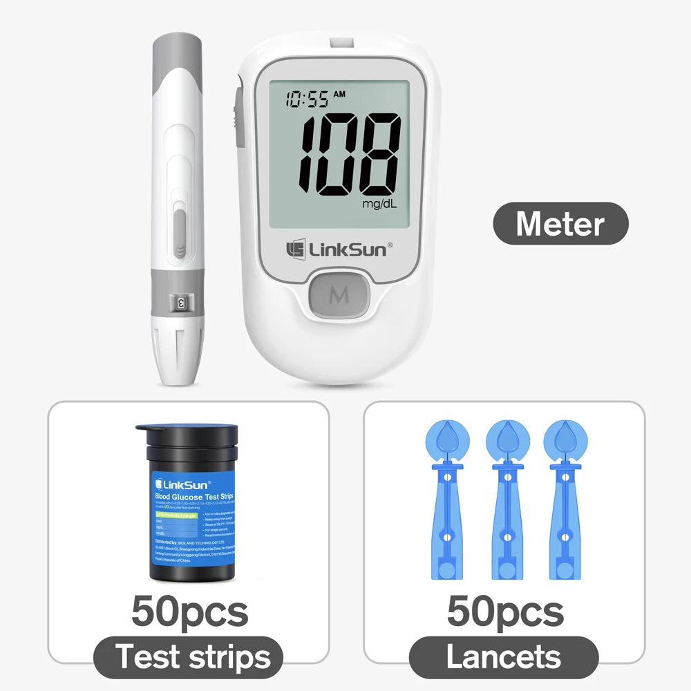 Glucometer 50/100pcs Diabetes Tester Blood Sugar Monitor Digital - Complete Kit