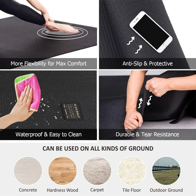 Large Yoga Mat 12'x6'/10'x6'/6'x8'(7mm), Extra Thick Workout Mats for Home Gym Flooring