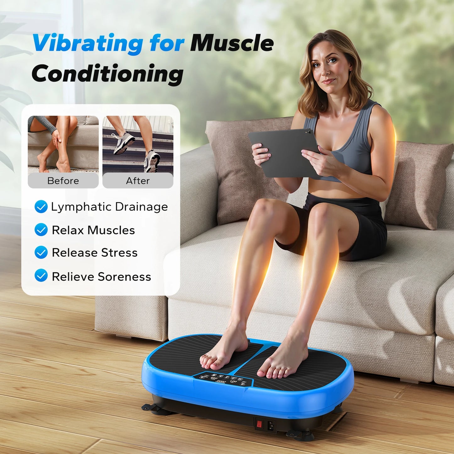 Vibration Plate Exercise Machine for Lymphatic Drainage Relieve Pain