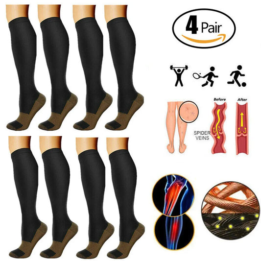 4 Pair Compression  Socks Fit Pregnancy Edema Varicose Veins