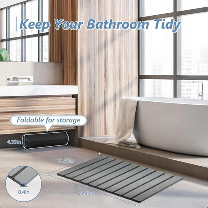 Foldable Hard Bathmat.  Absorbent and Nonslip 23.6 x 15.5 Inch Quick Drying