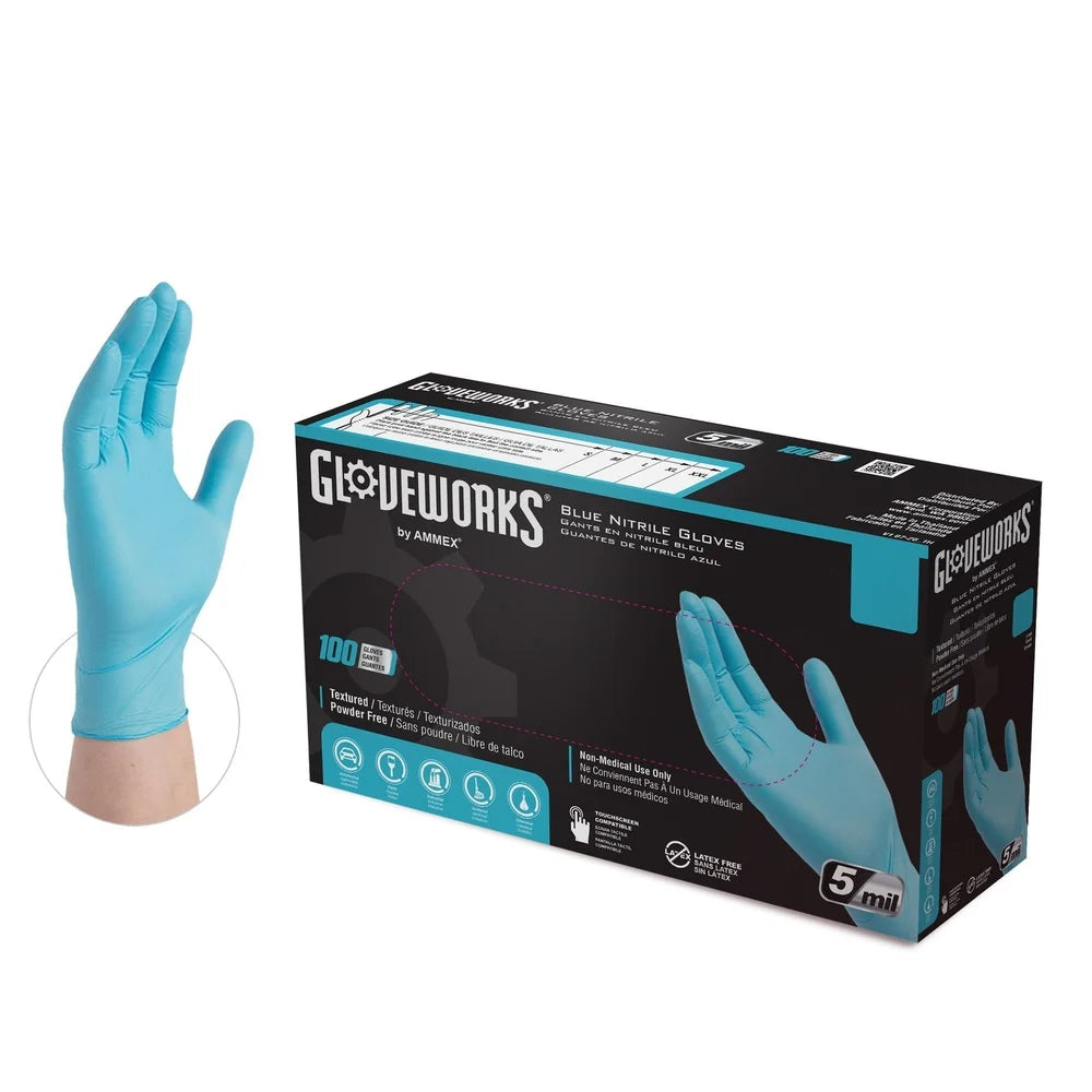 Industrial-Grade Disposable Nitrile Gloves 5-6 mils Powder-Free Latex-Free