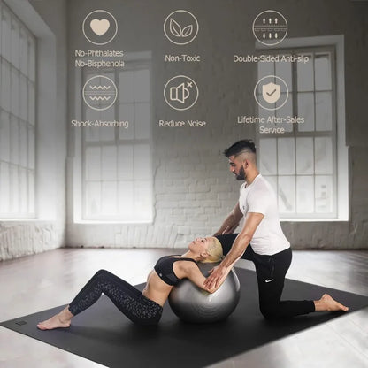 Large Yoga Mat 12'x6'/10'x6'/6'x8'(7mm), Extra Thick Workout Mats for Home Gym Flooring