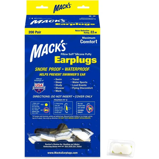 Mack's Pillow Soft Silicone Earplugs -- The Original Moldable Silicone Putty Ear Plugs for Sleeping, Snoring