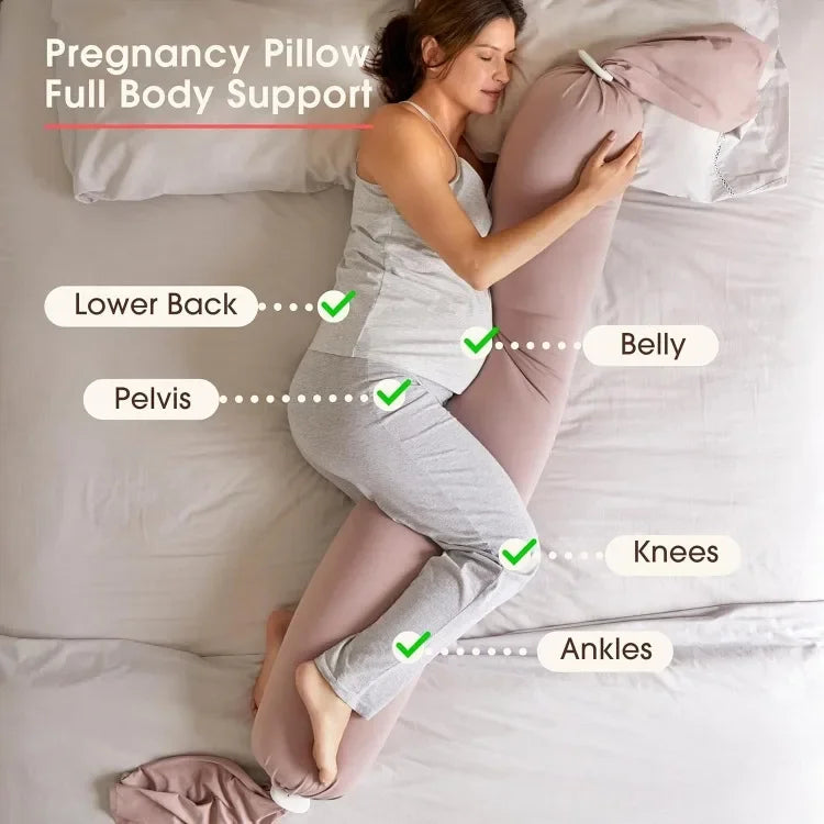 Popular|Adjustable Pregnancy Pillow – Full Body Support for Side Sleeping - Adjustable Firmness and Shape - Supports Back, Legs