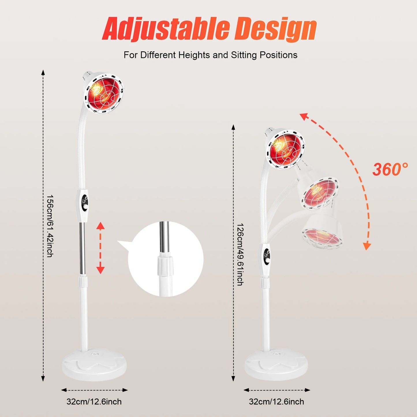 Adjustable Infrared Heat Lamp for Muscle and Joint Pain Relief