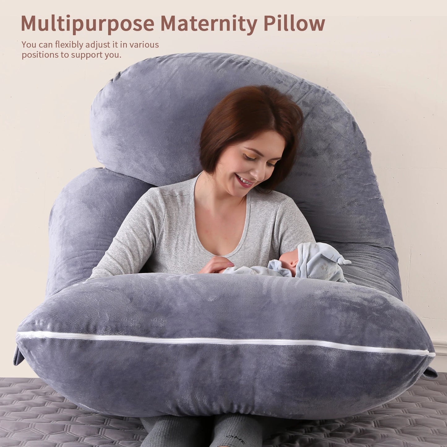 G Shaped Full Body Maternity Pillow with Removable Cover - Support for Belly for Pregnant Women