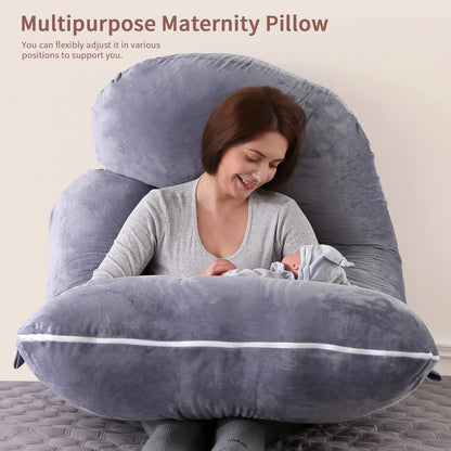 G Shaped Full Body Maternity Pillow with Removable Cover - Support for Belly for Pregnant Women