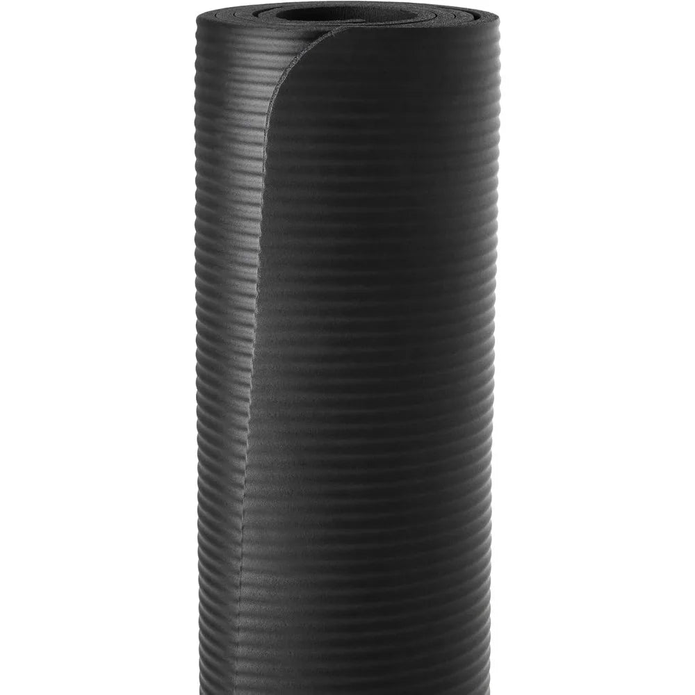 Basics 1/2 Inch Extra Thick Exercise Yoga Mat with Carrying Strap, Cushioned Support