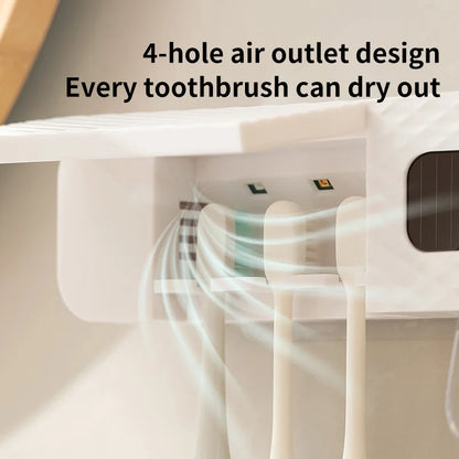 toothbrush rack wall mounted 3-slot toothbrush intelligent drying rack,