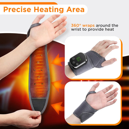 Electric Wrist Brace with Adjustable Hot Compress Vibration Massage