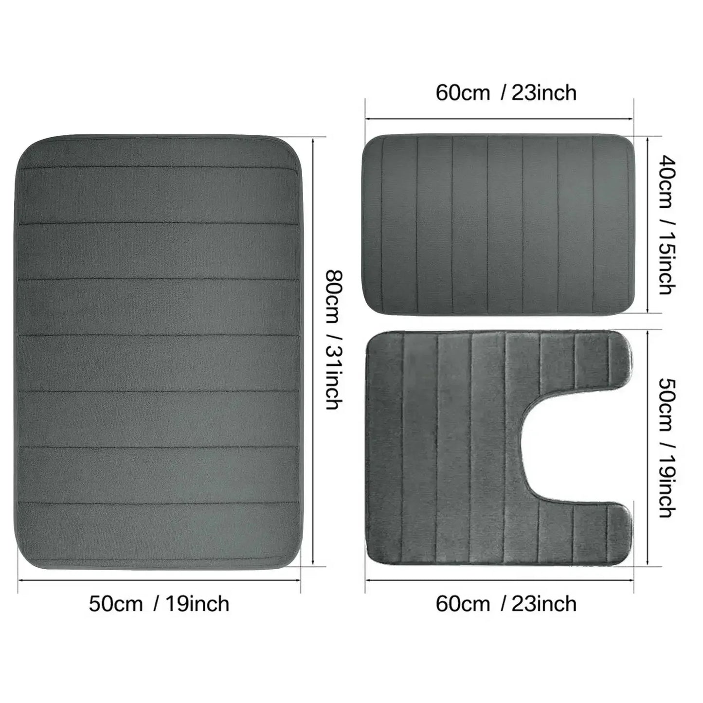 Black Memory Foam Bathmat Soft Comfortable Super Water Absorption Non-Slip Thick Machine Washable Easy to Dry