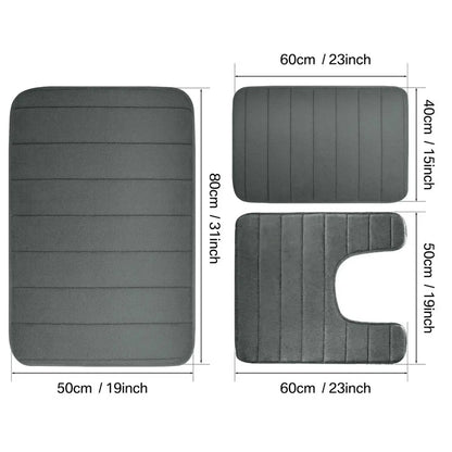Black Memory Foam Bathmat Soft Comfortable Super Water Absorption Non-Slip Thick Machine Washable Easy to Dry