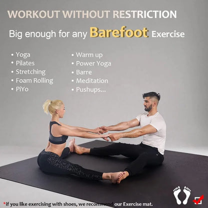 Large Yoga Mat 12'x6'/10'x6'/6'x8'(7mm), Extra Thick Workout Mats for Home Gym Flooring