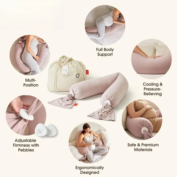 Popular|Adjustable Pregnancy Pillow – Full Body Support for Side Sleeping - Adjustable Firmness and Shape - Supports Back, Legs