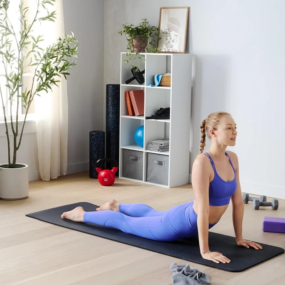 Basics 1/2 Inch Extra Thick Exercise Yoga Mat with Carrying Strap, Cushioned Support