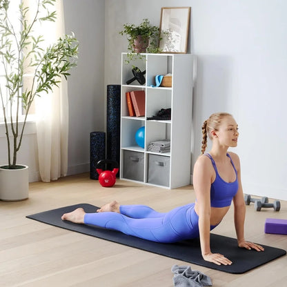 Basics 1/2 Inch Extra Thick Exercise Yoga Mat with Carrying Strap, Cushioned Support