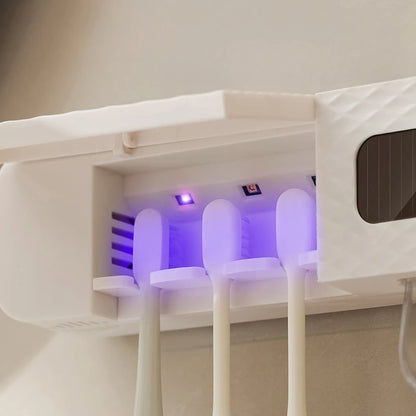 toothbrush rack wall mounted 3-slot toothbrush intelligent drying rack,