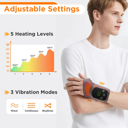Electric Wrist Brace with Adjustable Hot Compress Vibration Massage