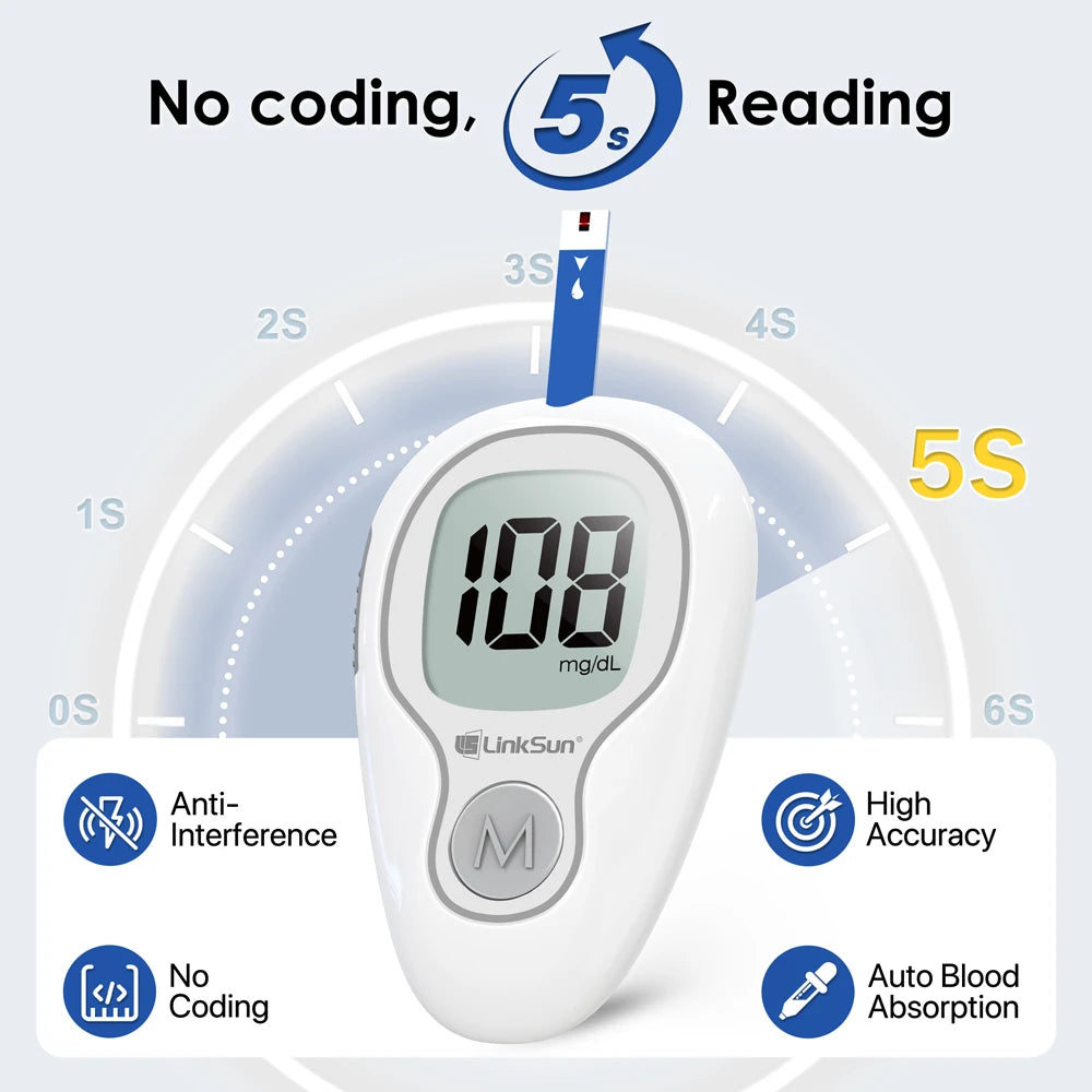 Glucometer 50/100pcs Diabetes Tester Blood Sugar Monitor Digital - Complete Kit