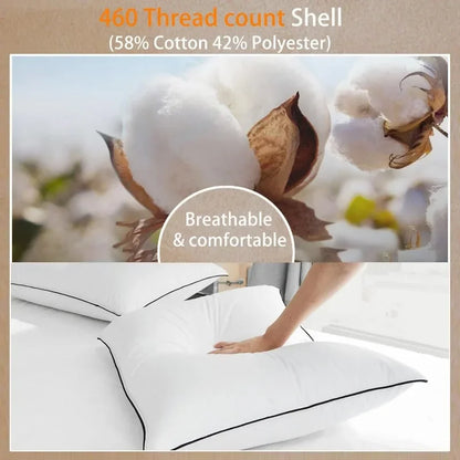 NEW Premium White Goose Down Pillows Soft and Support Down Bed Pillow for Sleeping