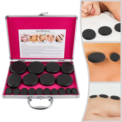 Massage Stone Heating Box Set, Includes Natural Basalt Stones, Perfect for Hot Stone Therapy, Spa, and Home Relaxation
