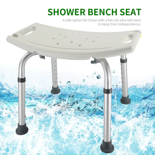 Bathing chair Anti-slip for Elderly Pregnant Women. White Aluminum Alloy Adjustable Stool
