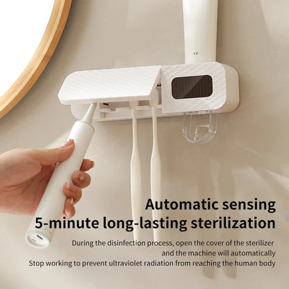 toothbrush rack wall mounted 3-slot toothbrush intelligent drying rack,