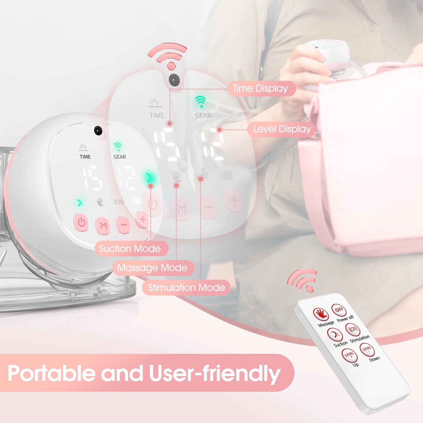 2 Pcs Electric Wearable Breast Pump