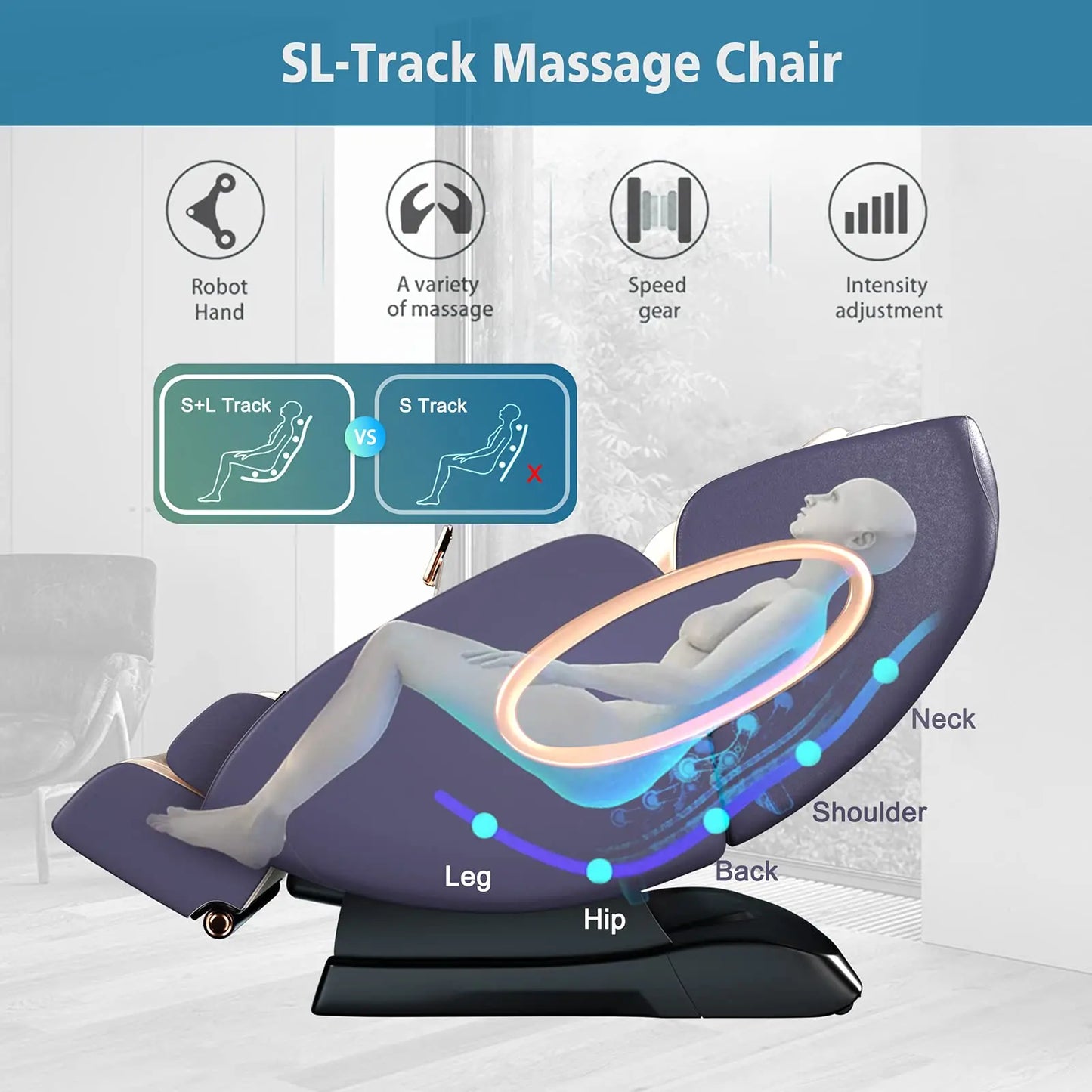 Massage Chairs SL-Track Full Body Shiatsu Recliner Zero Gravity Massager with Yoga Stretching Foot Massage Roller