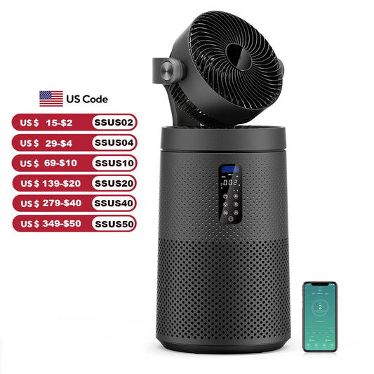 Air Purifiers Fan for Home With 2-In-1 Air Circulator Fan System & Smart WIFI
