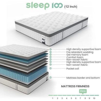 Hybrid Firm 5-Zone Support Deep Sleep Mattress Extra Lumbar Shoulder Pain Relief