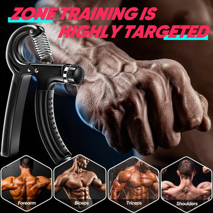 Adjustable Hand Gripper Kit (5-in-1) - Forearm & Finger Exercise, Stress Relief Ball