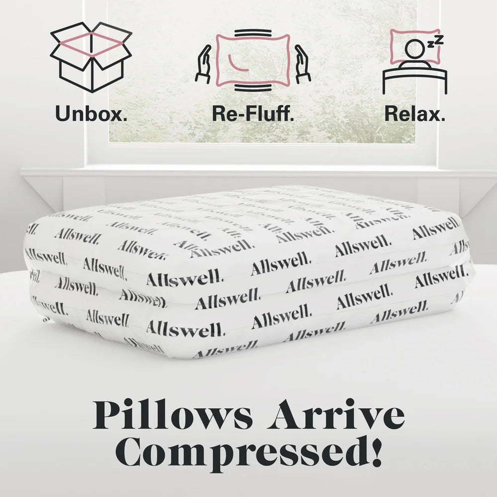 Down Alternative Bed Pillow 2 Pack Antimicrobial Hypoallergenic Firm Support