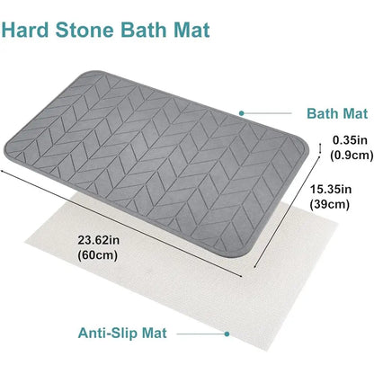 Earth Bathmat Nonslip Fast Drying Stone Shower Mat Super Absorbent