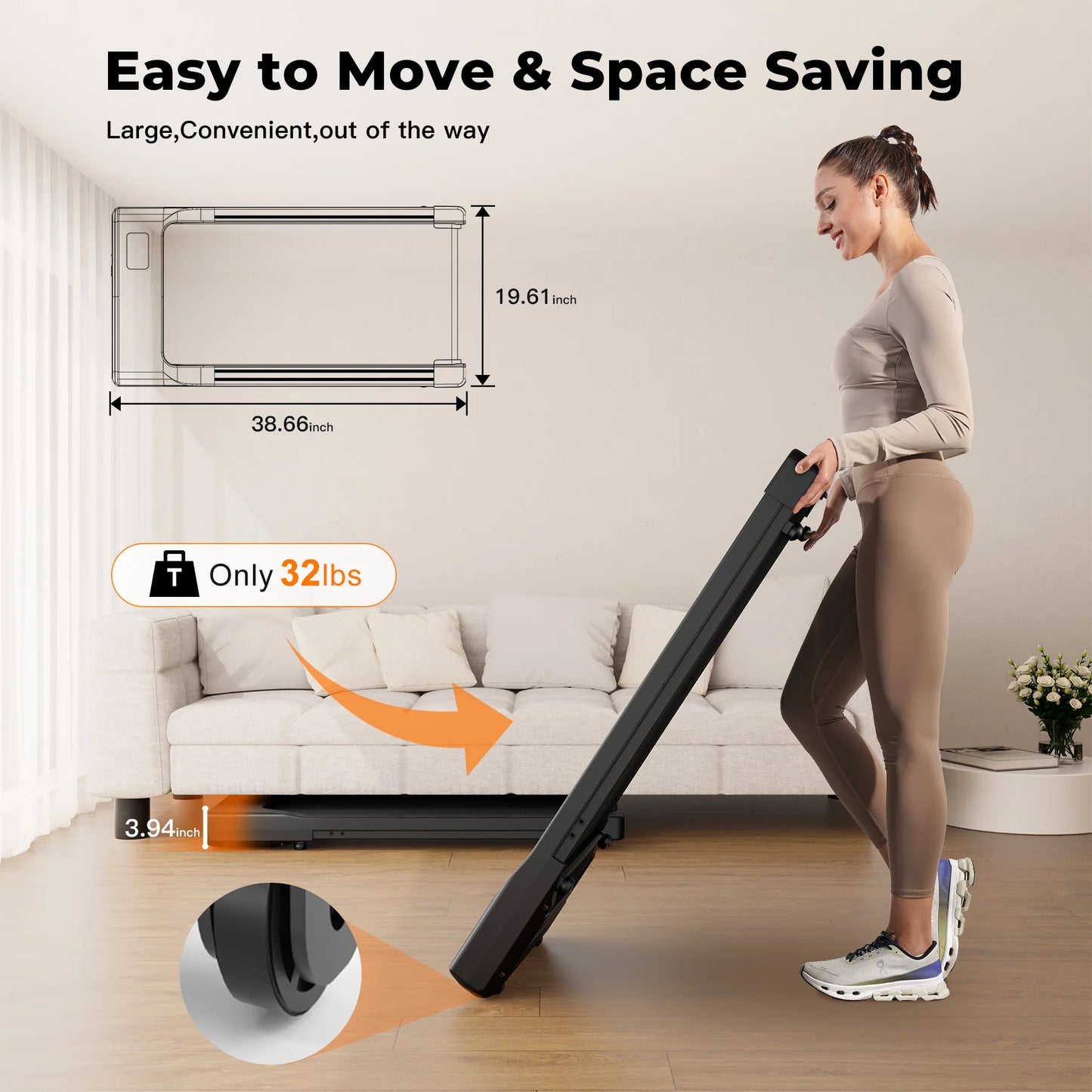 Walking Pad Under Desk Treadmill 2 in 1 Portable Treadmill