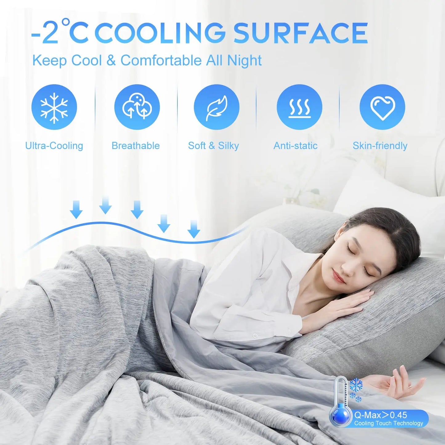 Orhopui Cooling Comforter, Cooling Blanket with Chill Cooling Fiber, for Night Sweats