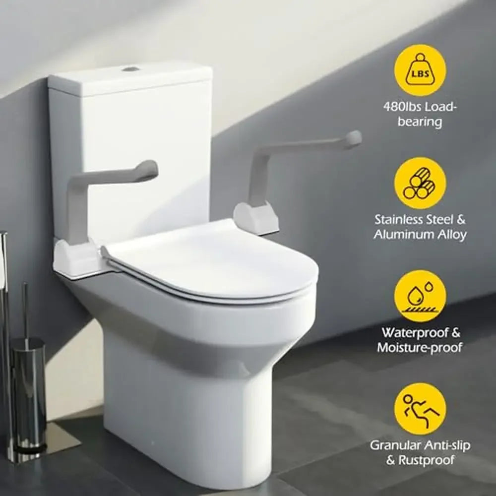 Toilet Safety Rails 480lbs Load-Bearing Flip Up Armrest