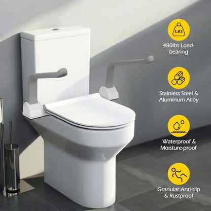 Toilet Safety Rails 480lbs Load-Bearing Flip Up Armrest