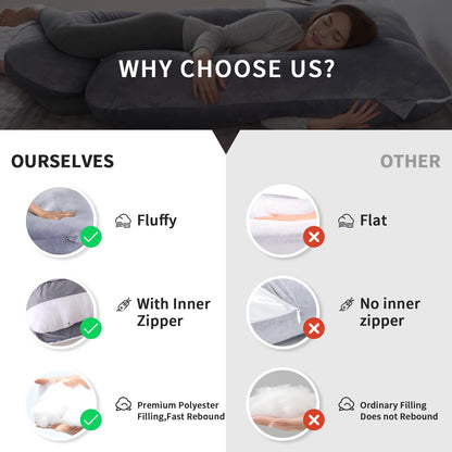 G Shaped Full Body Maternity Pillow with Removable Cover - Support for Belly for Pregnant Women